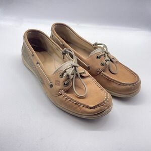 Sperry Top-Sider Boat Shoes Tan Firefish Oat‎ Linen Women's Size 10M Leather